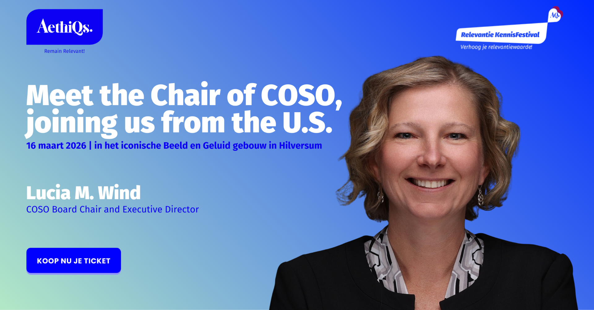 Meld je aan voor het unieke RiskFestival met de Chair van COSO Lucia WInd